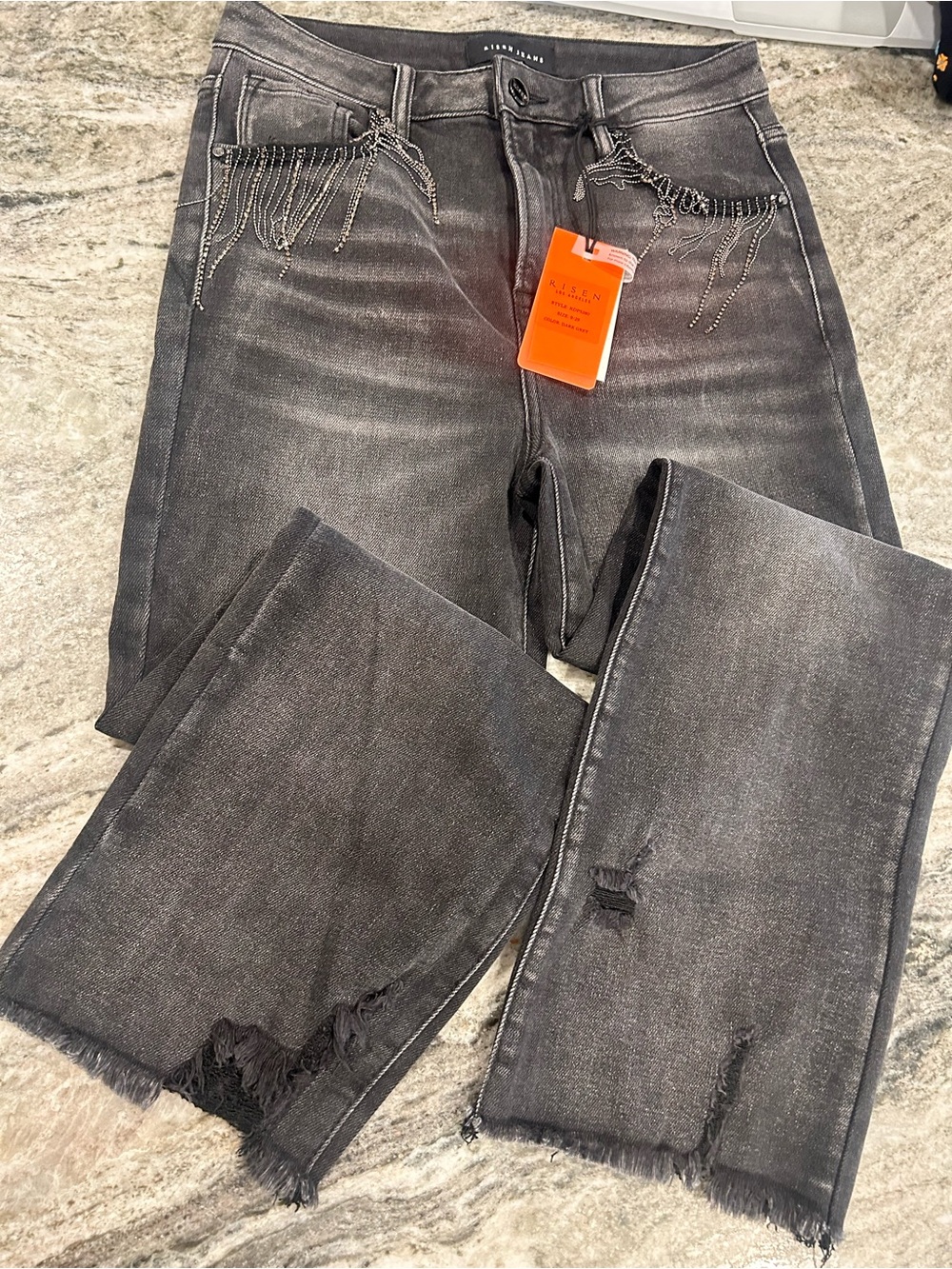 Risen High rise crop straight black jeans size 9/29 NWT